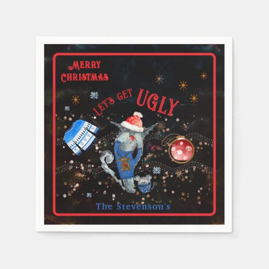 Serviette En Papier Vacances Chat et Souris moche (Devant)