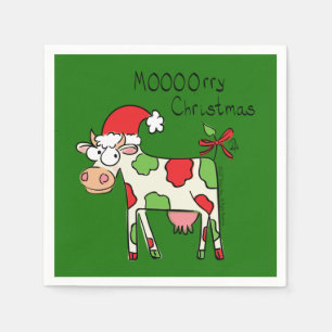 Serviette En Papier Vacances de Noël amusantes pour la vache