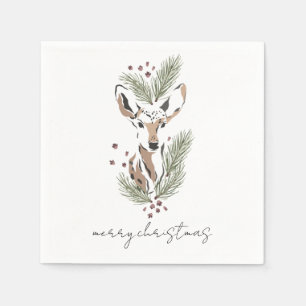 Serviette En Papier Vacances de Noël chez le Cerf de Bois Moderne