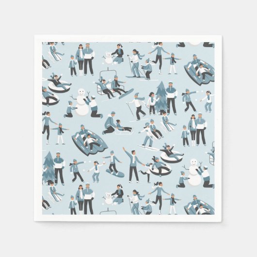 Serviette En Papier Vacances de Noël en famille d'hiver (Devant)