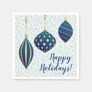 Serviette En Papier Vacances de Noël en or bleu