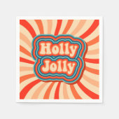 Serviette En Papier Vacances de Noël rétro Holly Jolly Typographie (Devant)