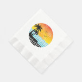 Serviette En Papier Vacances d'été Palmiers Rétro Coucher de soleil Tr (Coin)