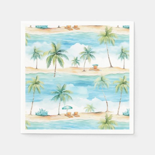 Serviette En Papier Vacances d'été Plage Palm Trees - (Devant)
