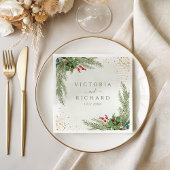 Serviette En Papier Vacances d'hiver Botanical Greenery Mariage