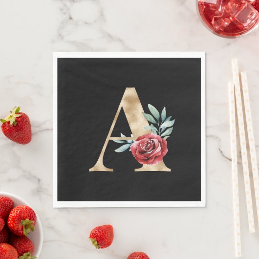 Serviette En Papier Vacances d'hiver initiales lettre A (En situation)