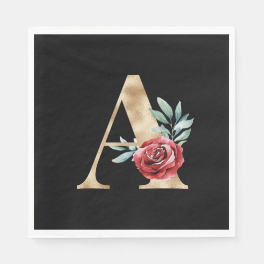 Serviette En Papier Vacances d'hiver initiales lettre A (Devant)