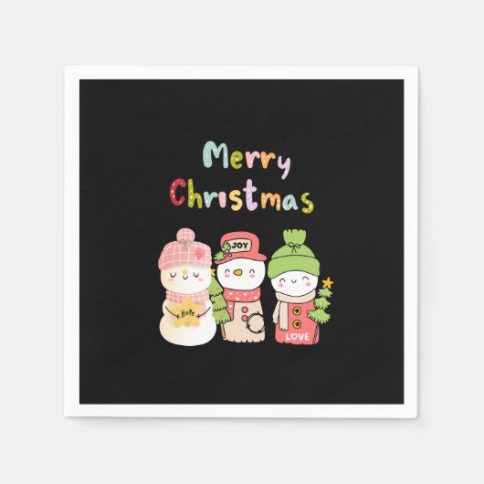 Serviette En Papier Vacances d'hiver Snowman Hope Paix Amour (Devant)