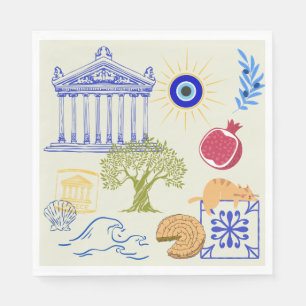 Serviette En Papier Vacances en Grèce Minimalisme