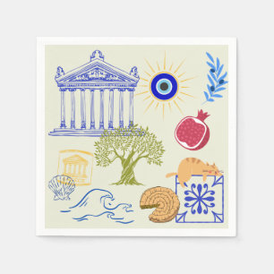 Serviette En Papier Vacances en Grèce Minimalisme
