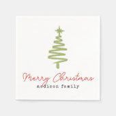 Serviette En Papier Vacances familiales minimes Arbre de Noël vert et (Devant)