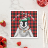 Serviette En Papier Vacances festives mignonnes Pingouin rouge noir pl (En situation)