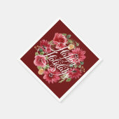 Serviette En Papier Vacances florales Joyeuses serviettes rouges (Coin)