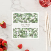 Serviette En Papier Vacances Green & Pine Cônes Pays Mariage d'hiver (En situation)