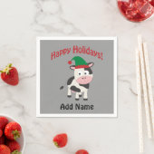 Serviette En Papier Vacances Joyeuses Noël Elf Cow (En situation)