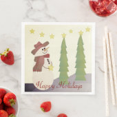 Serviette En Papier Vacances Joyeuses Snowman (En situation)