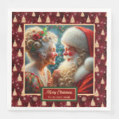 Serviette En Papier Vacances Naples Arbres de Noël Rouge Or Vert (Devant)