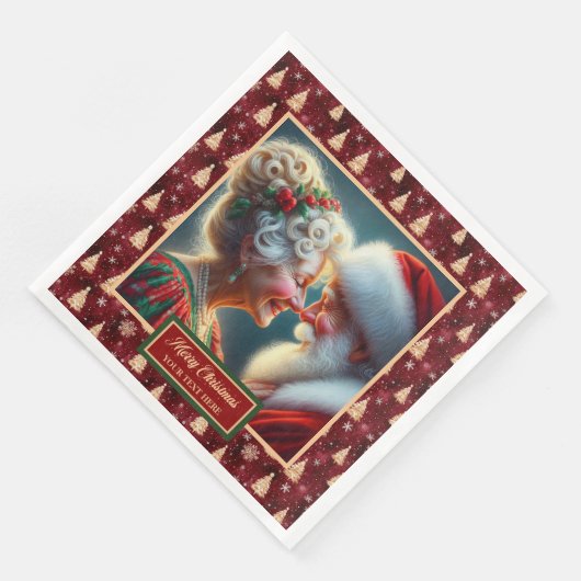 Serviette En Papier Vacances Naples Rouge Or Vert Noël Design (Coin)