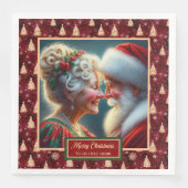 Serviette En Papier Vacances Naples Rouge Or Vert Noël Design (Devant)