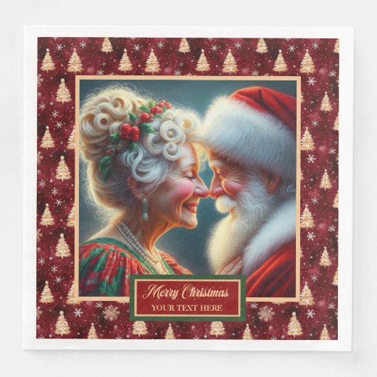 Serviette En Papier Vacances Naples Rouge Or Vert Noël Design (Devant)