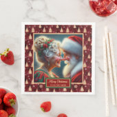 Serviette En Papier Vacances Naples Rouge Or Vert Noël Design (En situation)