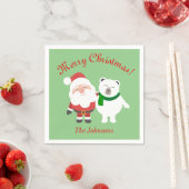 Serviette En Papier Vacances Père Noël et Ours Noël (En situation)