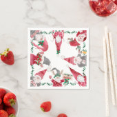 Serviette En Papier Vacances Rouge Gris Gris Gnomes Noël Fête Aquarell (En situation)