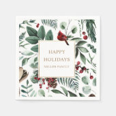 Serviette En Papier Vacances Verdure Cardinal Noël Party Monogramme (Devant)