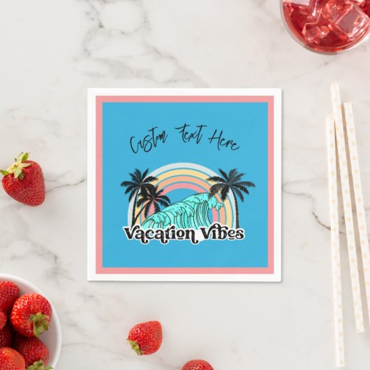 Serviette En Papier Vacances Vibes Ocean Waves Arc-en-ciel Palm Tree (En situation)