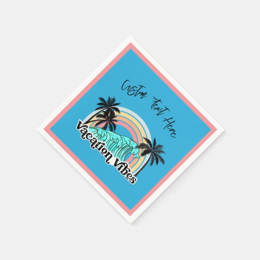 Serviette En Papier Vacances Vibes Ocean Waves Arc-en-ciel Palm Tree (Coin)