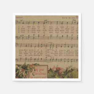 Serviette En Papier Vacances vintages de feuille de musique de Noël