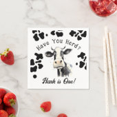 Serviette En Papier Vache 1er Anniversaire Aquarelle serviettes (En situation)