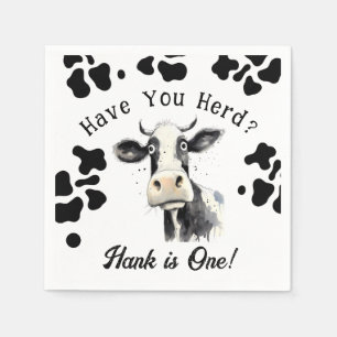 Serviette En Papier Vache 1er Anniversaire Aquarelle serviettes