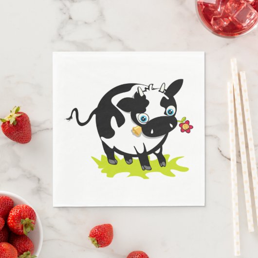 Serviette En Papier Vache À Fleur (En situation)