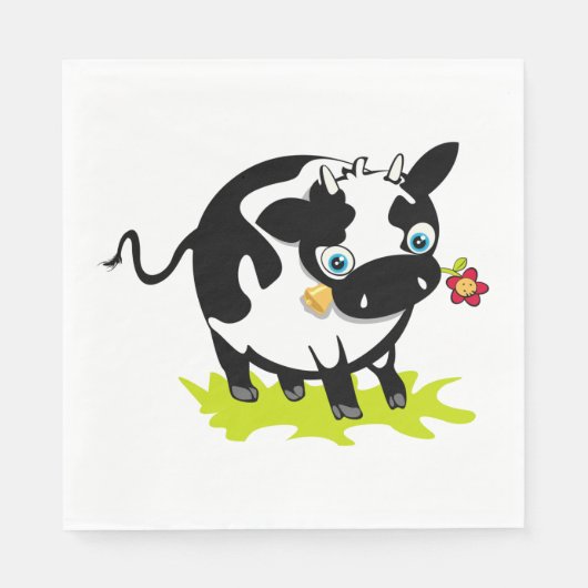 Serviette En Papier Vache À Fleur (Devant)