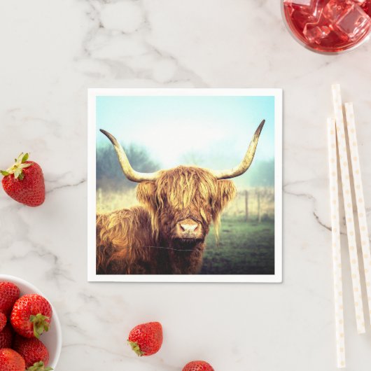 Serviette En Papier Vache à longue corne (En situation)