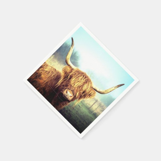 Serviette En Papier Vache à longue corne (Coin)