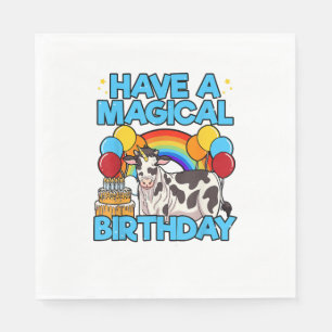 Serviette En Papier Vache Anniversaire Magique Arc en Ciel