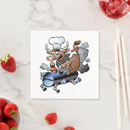 Serviette En Papier Vache Avec Une Serviette Papier BBQ (En situation)