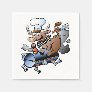 Serviette En Papier Vache Avec Une Serviette Papier BBQ