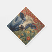 Serviette En Papier Vache bleu rétro dans le jardin de tournesol (Coin)