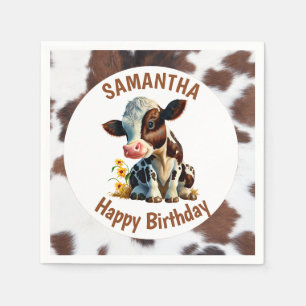 Serviette En Papier Vache Brown et blanche