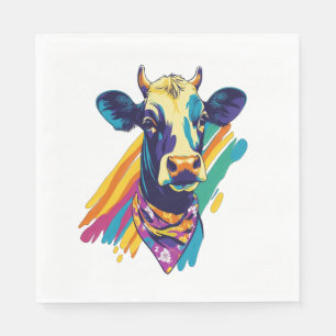 Serviette En Papier Vache colorée, Conception de Vache arc-en-ciel