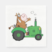 Serviette En Papier Vache Conduisant Un Tracteur (Devant)