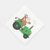 Serviette En Papier Vache Conduisant Un Tracteur (Coin)