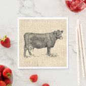 Serviette En Papier Vache de campagne illustrée (En situation)