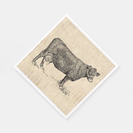 Serviette En Papier Vache de campagne illustrée (Coin)