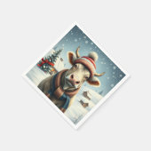 Serviette En Papier Vache de ferme dans l'hiver de Preppy Attire et Ca (Coin)