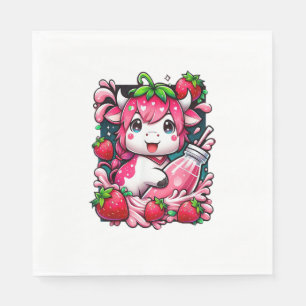 Serviette En Papier Vache de fraise Kawaii Anime Lait de fraise