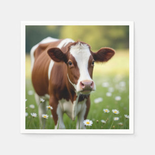 Serviette En Papier Vache de Guernesey en champ Fleur sauvage